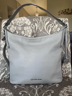 Michael Kors Light Gray Pebbled Leather Shoulder Hobo